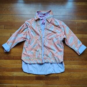 Handmade Cottagecore Patchwork Jacket Plus Size Reversible Pastel Shacket XL XXL